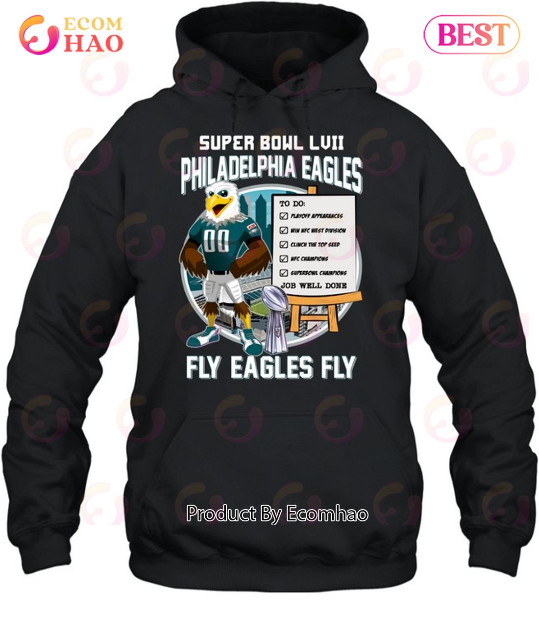 Super Bowl LVII Champions Fly Eagels Fly Hoodie 3D - REVER LAVIE