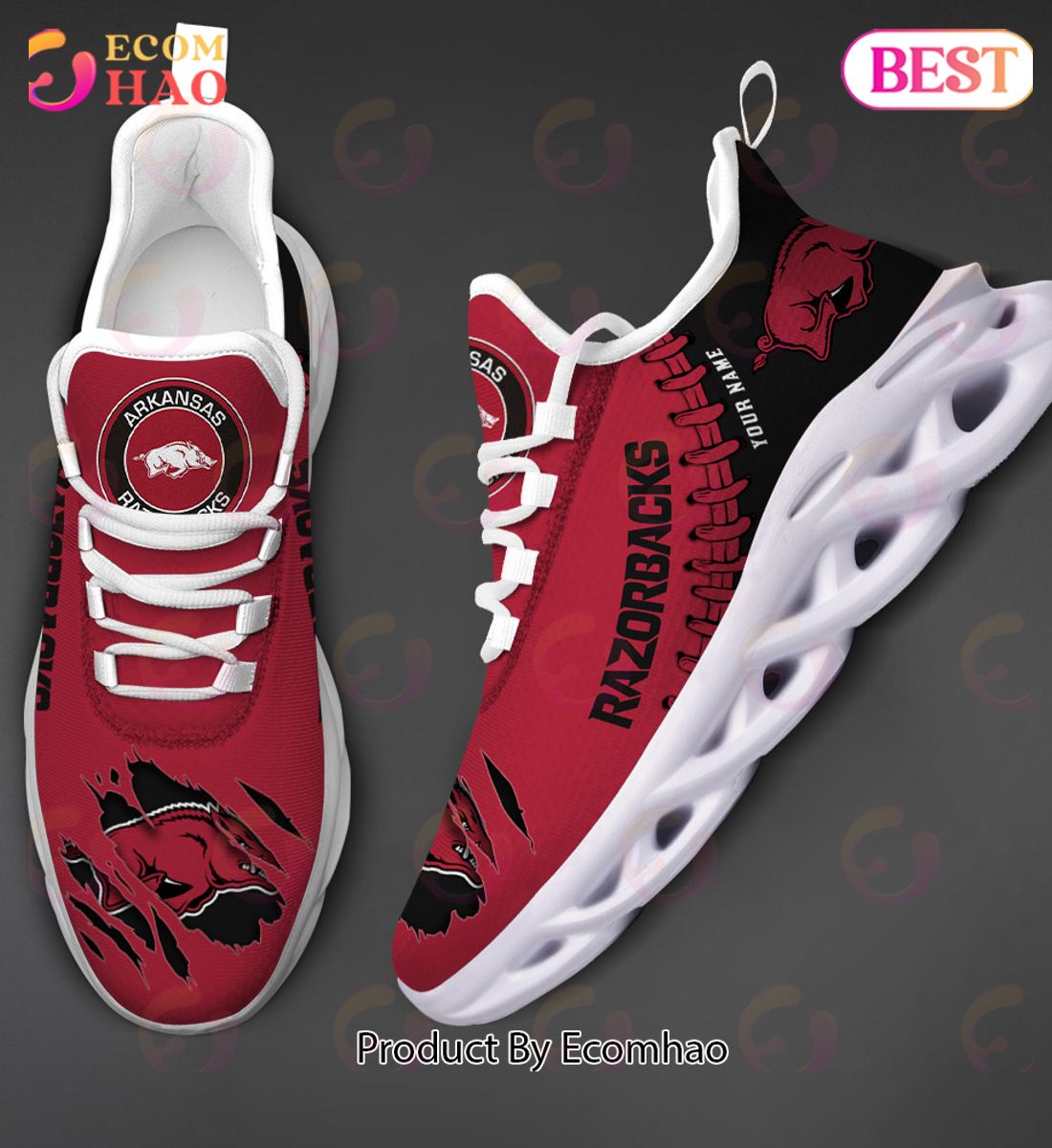 NCAA Arkansas Razorbacks Personalized Max Soul Shoes Custom Name