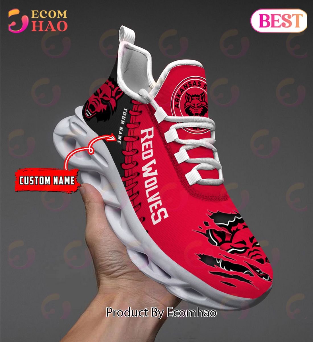 Personalize NCAA Louisville Cardinals White Red Max Soul Shoes