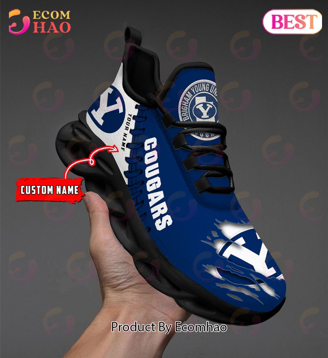 NCAA BYU Cougars football Personalized Max Soul Shoes Custom Name ...