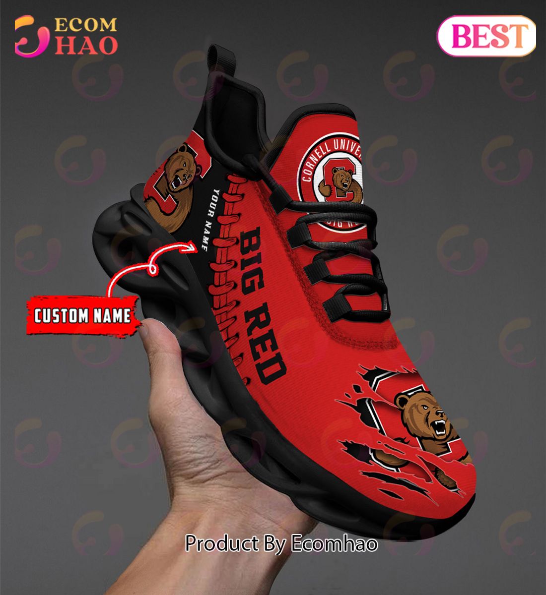 Personalize NCAA Louisville Cardinals Black Red Max Soul Sneakers