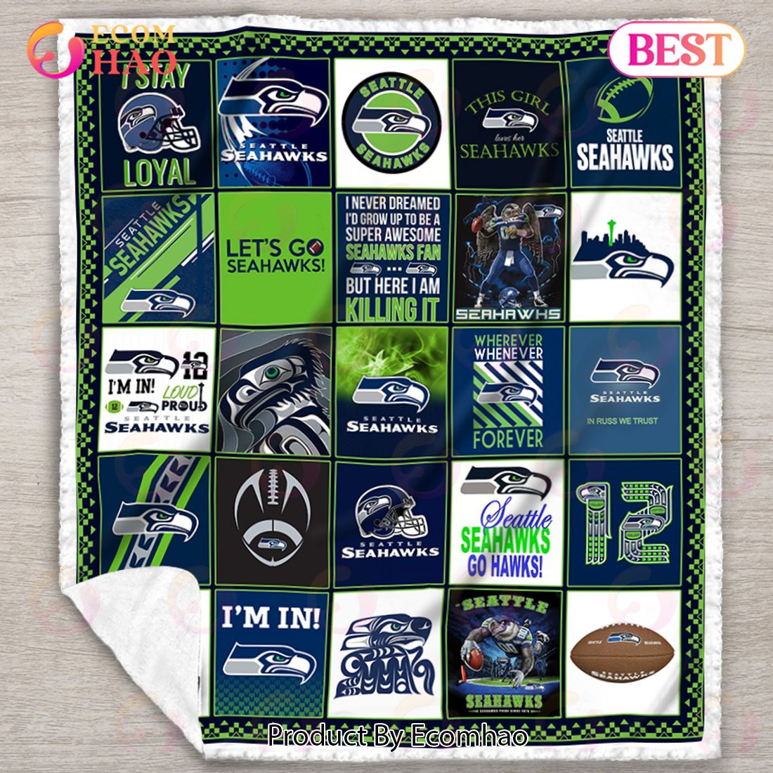 Seattle Seahawks Quilt, Blanket NFL