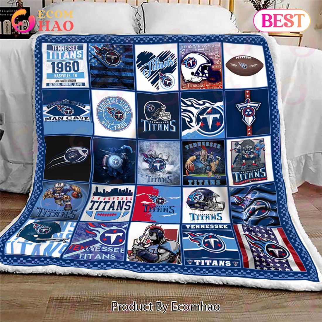 Tennessee Titans Football NFL 60 x 80 Stadium Throw Blanket Blue Big Warm  NEW