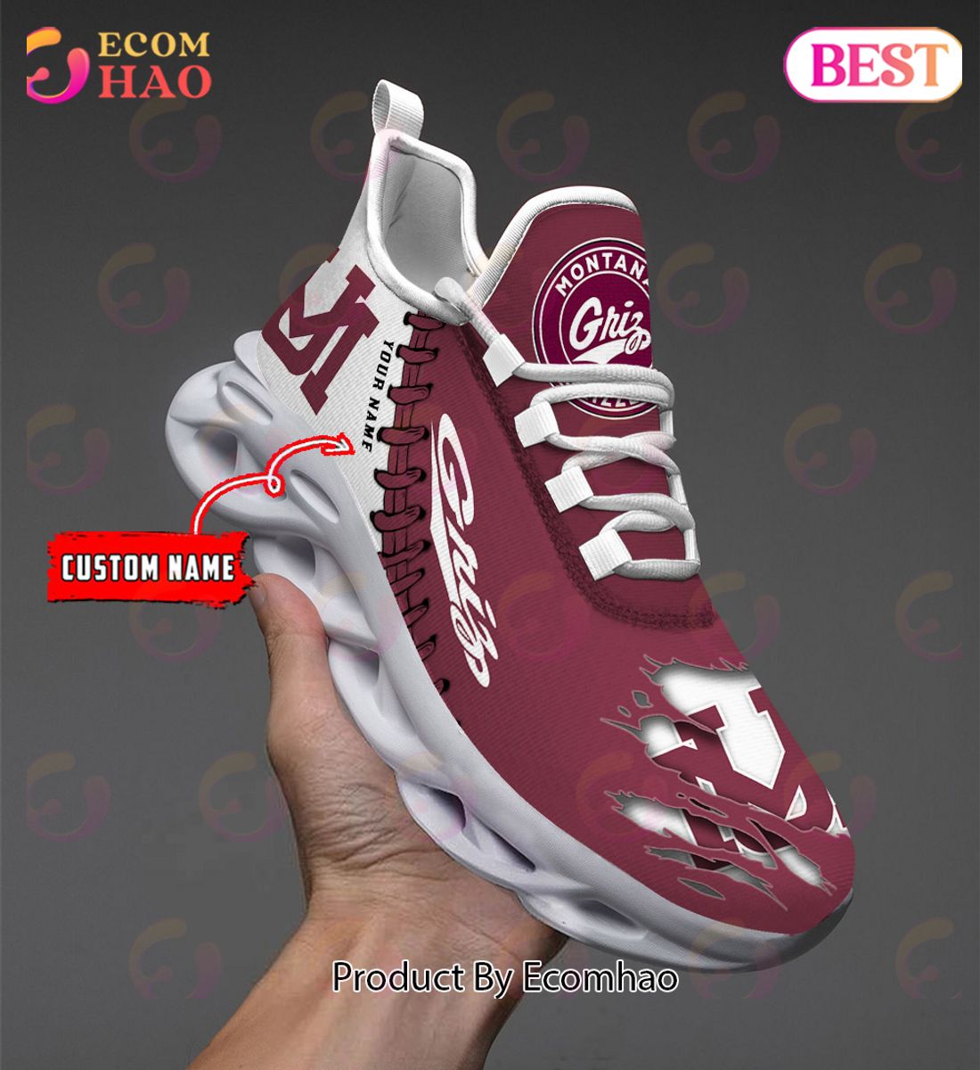 NCAA Montana Grizzlies Personalized Max Soul Shoes Custom Name