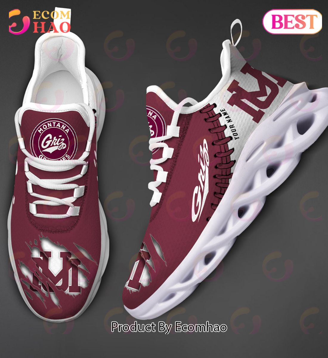 NCAA Montana Grizzlies Personalized Max Soul Shoes Custom Name