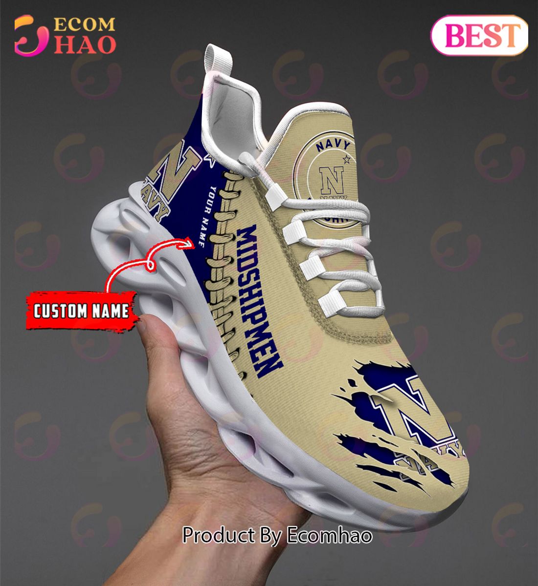 NCAA Navy Midshipmen Personalized Max Soul Shoes Custom Name