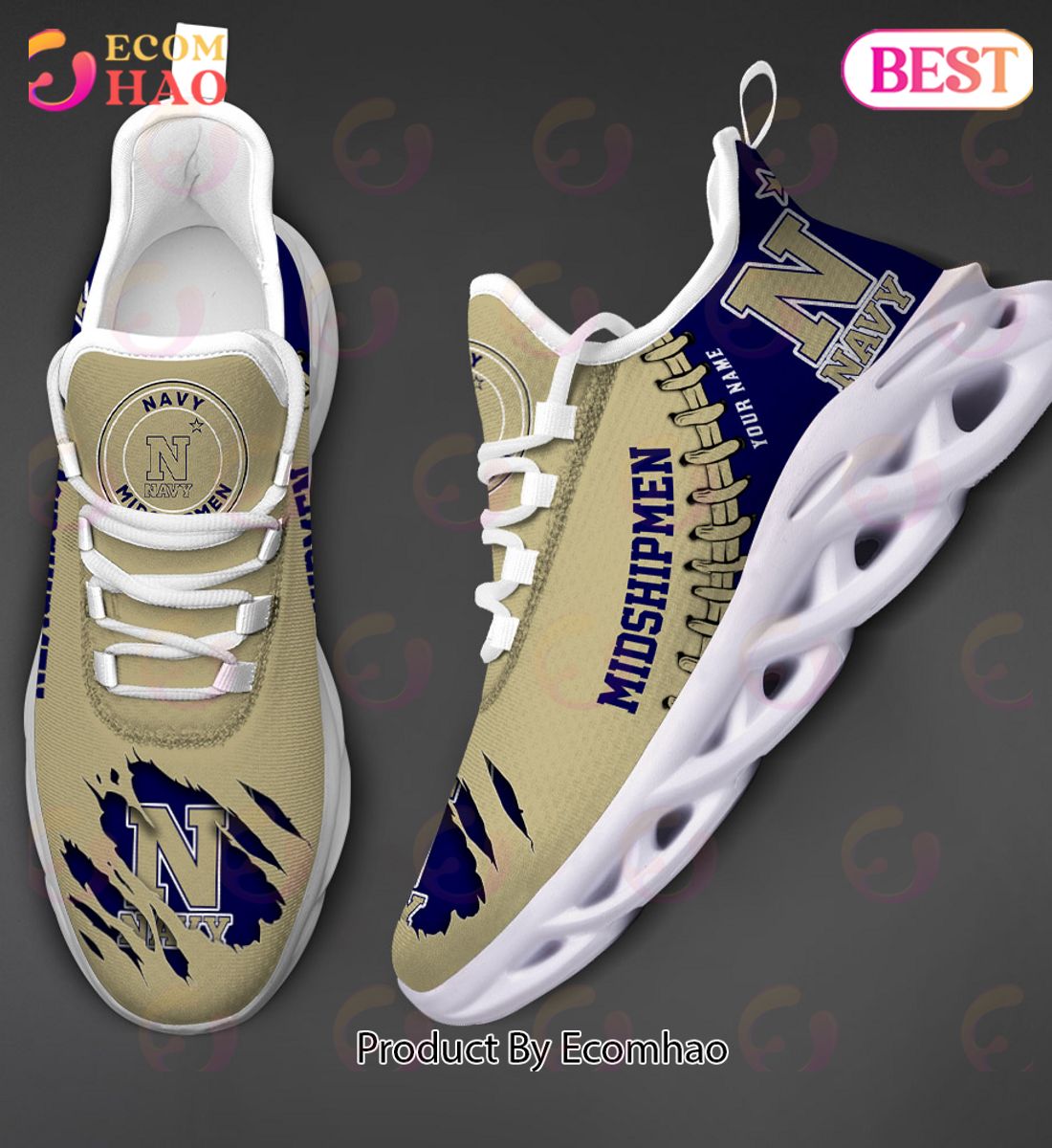 NCAA Navy Midshipmen Personalized Max Soul Shoes Custom Name