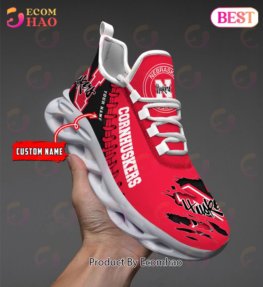 NCAA Nebraska Cornhuskers Personalized Max Soul Shoes Custom Name