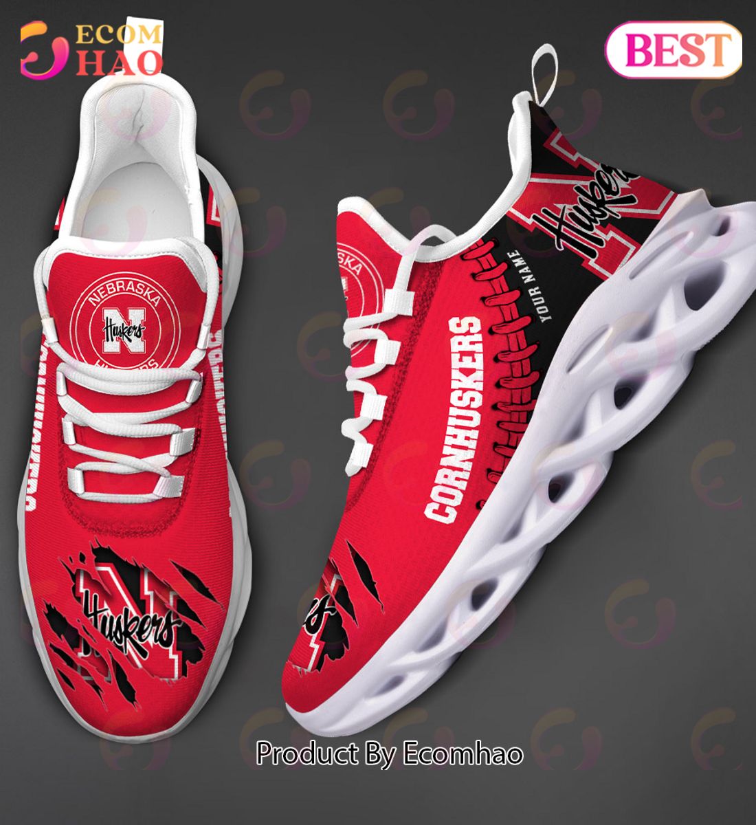 NCAA Nebraska Cornhuskers Personalized Max Soul Shoes Custom Name