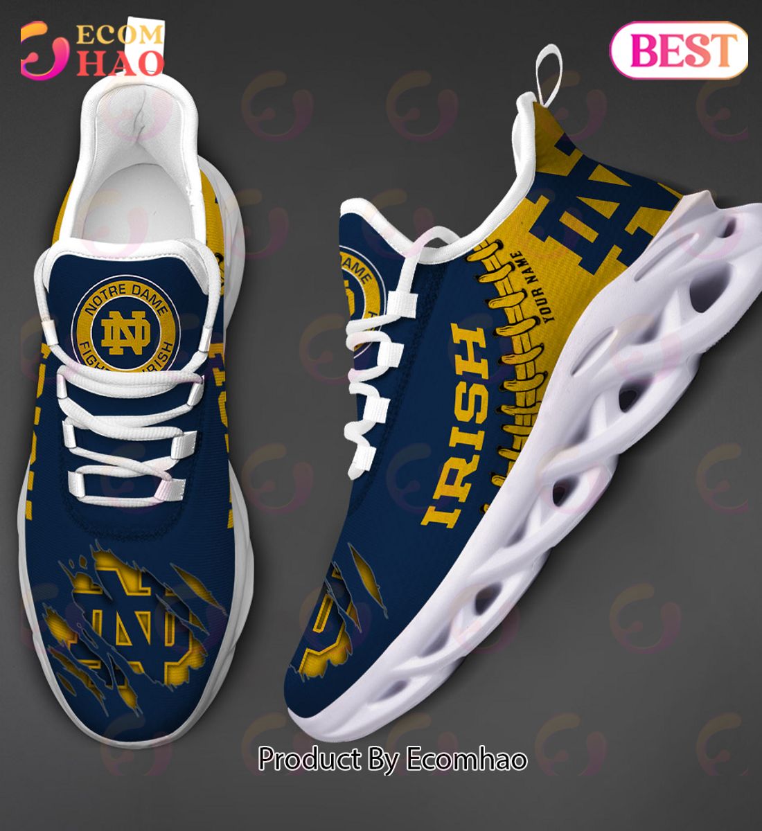 NCAA Notre Dame Fighting Irish Personalized Max Soul Shoes Custom Name