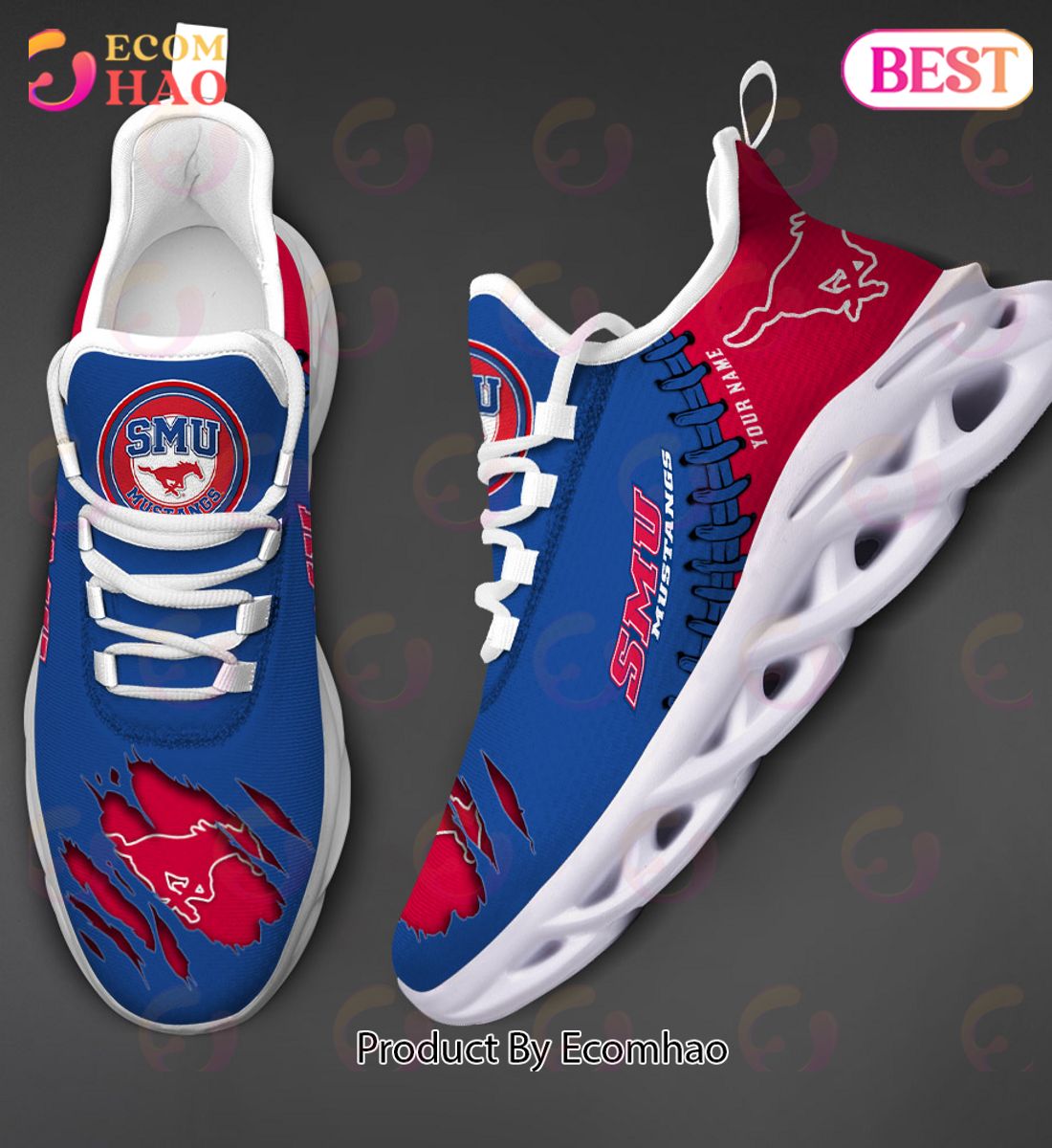 NCAA SMU Mustangs Personalized Max Soul Shoes Custom Name