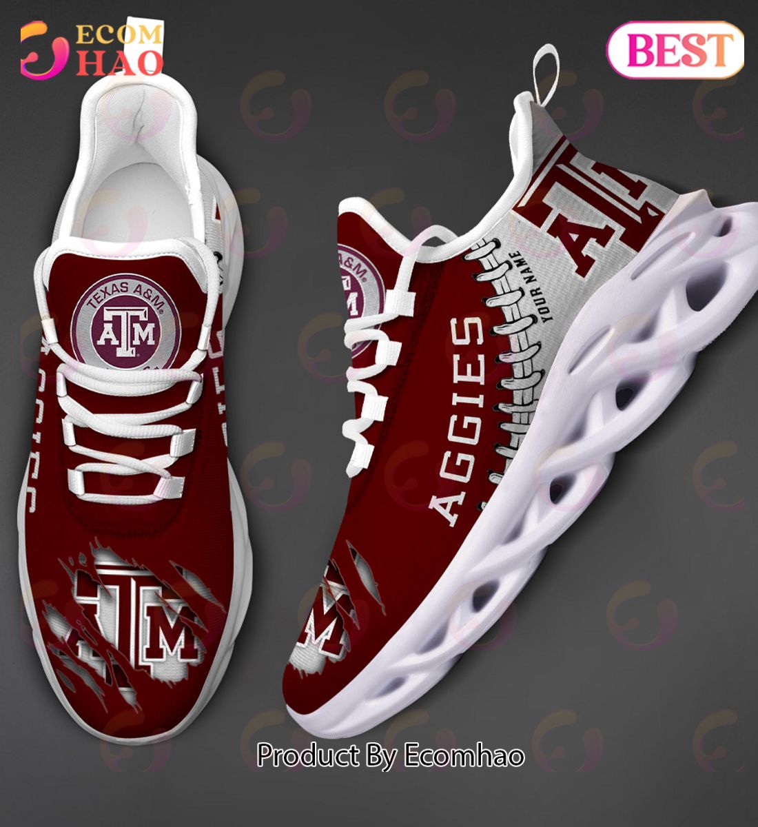 NCAA Texas A&M Aggies Personalized Max Soul Shoes Custom Name