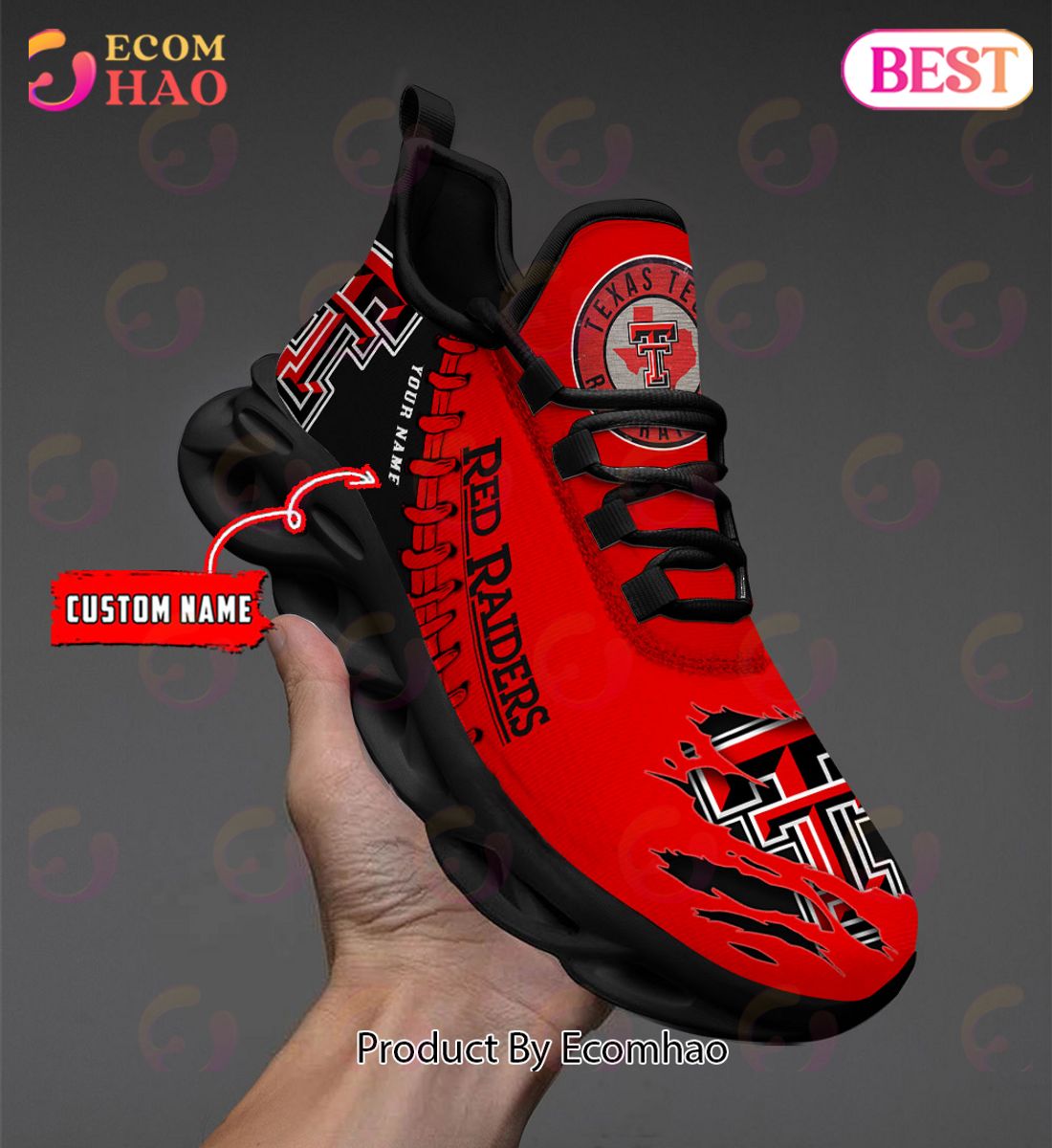 NCAA Texas Tech Red Raiders Personalized Max Soul Shoes Custom Name