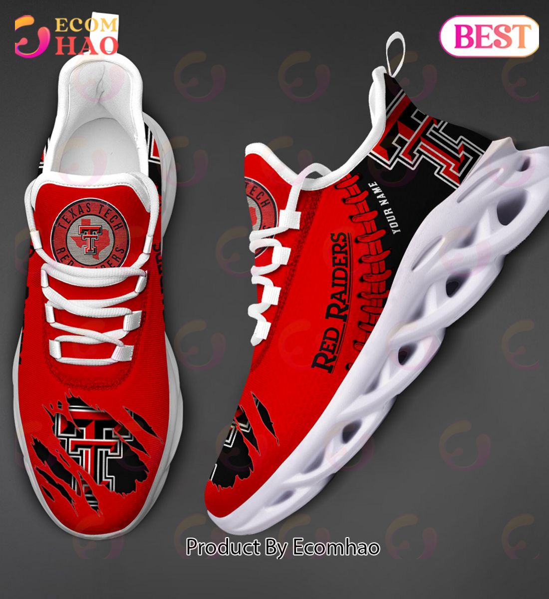 NCAA Texas Tech Red Raiders Personalized Max Soul Shoes Custom Name