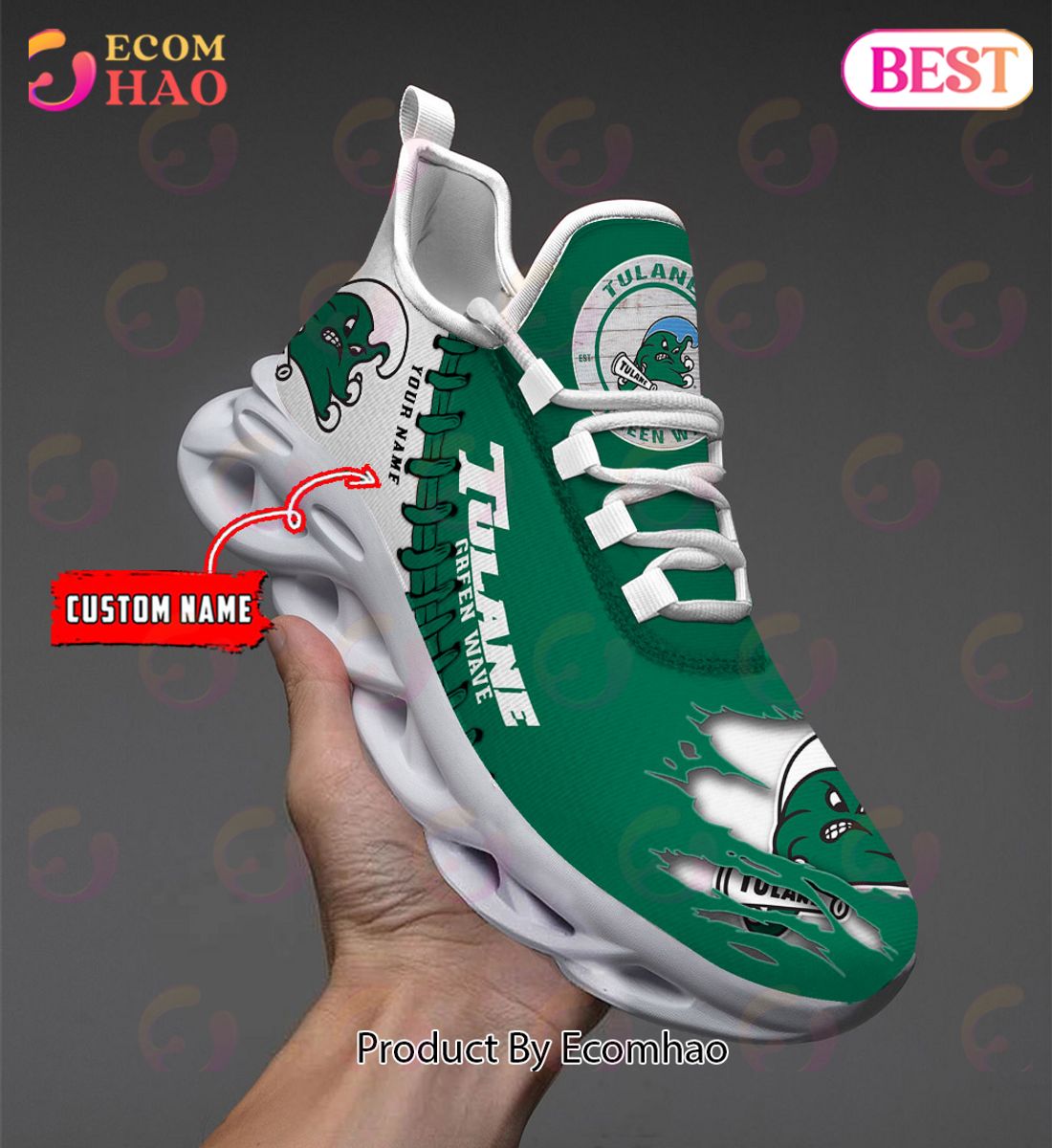 NCAA Tulane Green Wave Personalized Max Soul Shoes Custom Name