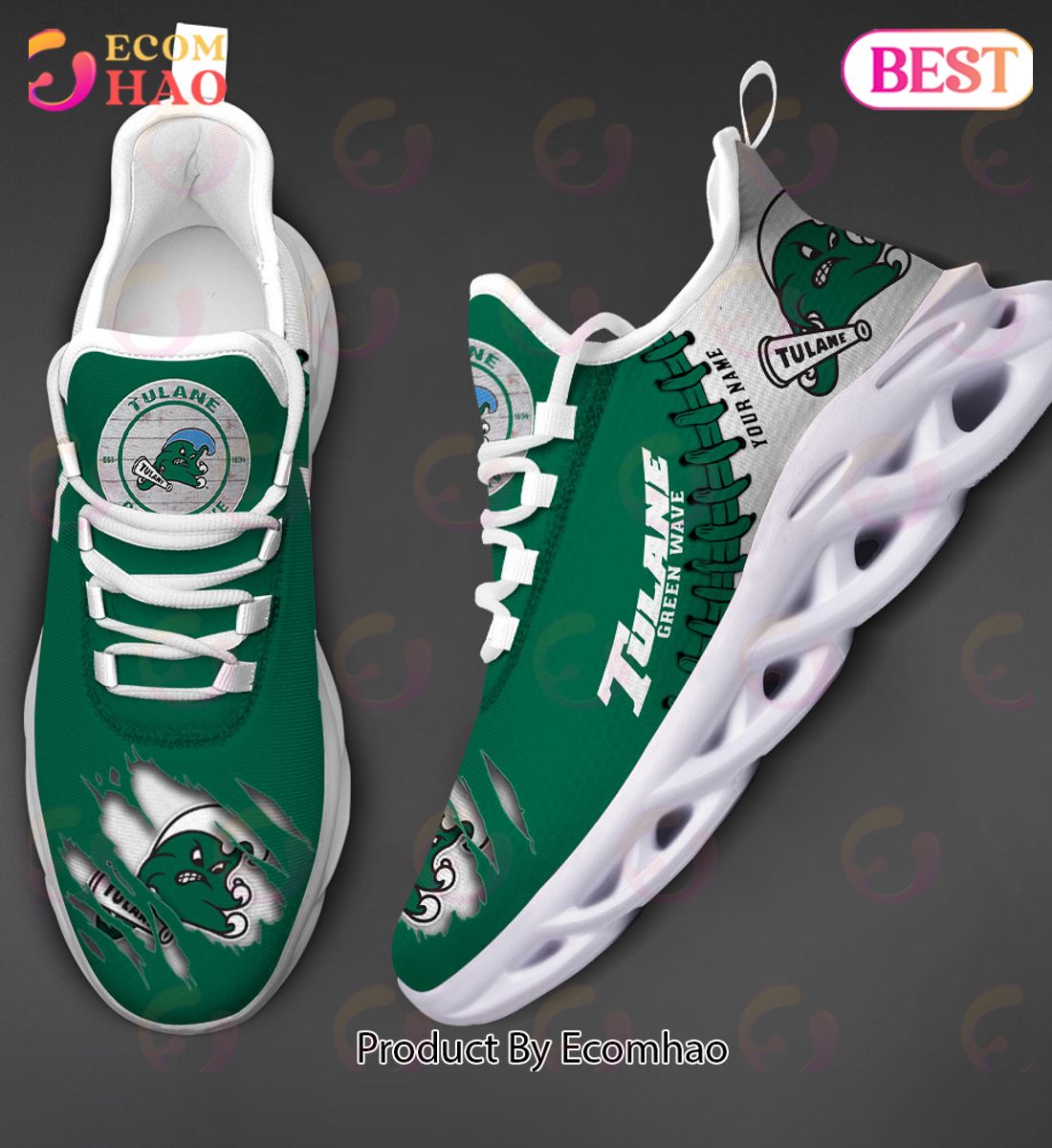 NCAA Tulane Green Wave Personalized Max Soul Shoes Custom Name