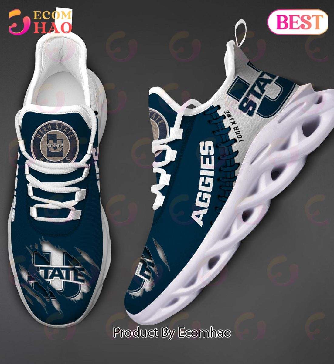 NCAA Utah State Aggies Personalized Max Soul Shoes Custom Name