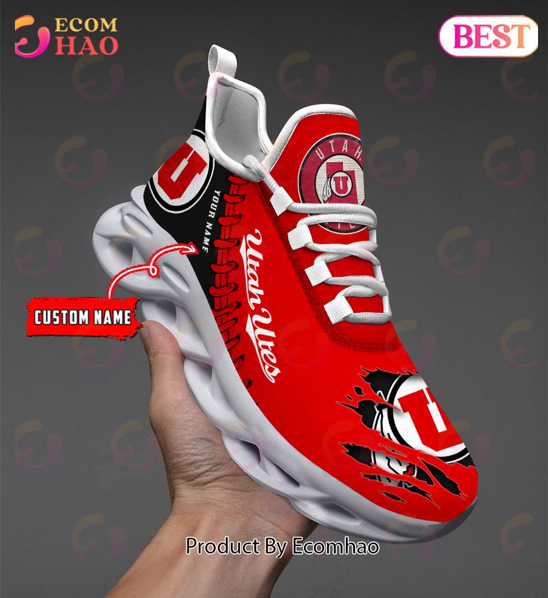 NCAA Utah Utes Personalized Max Soul Shoes Custom Name