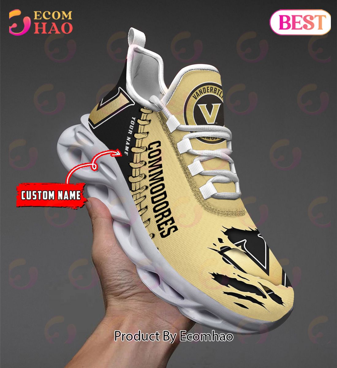 NCAA Vanderbilt Commodores Personalized Max Soul Shoes Custom Name