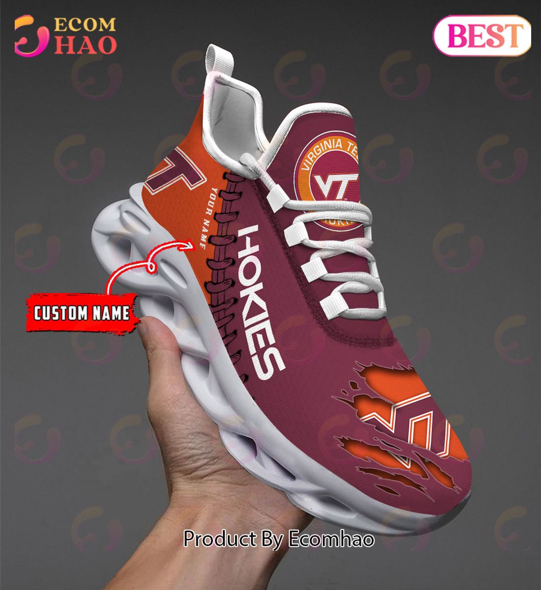 NCAA Virginia Tech Hokies Personalized Max Soul Shoes Custom Name