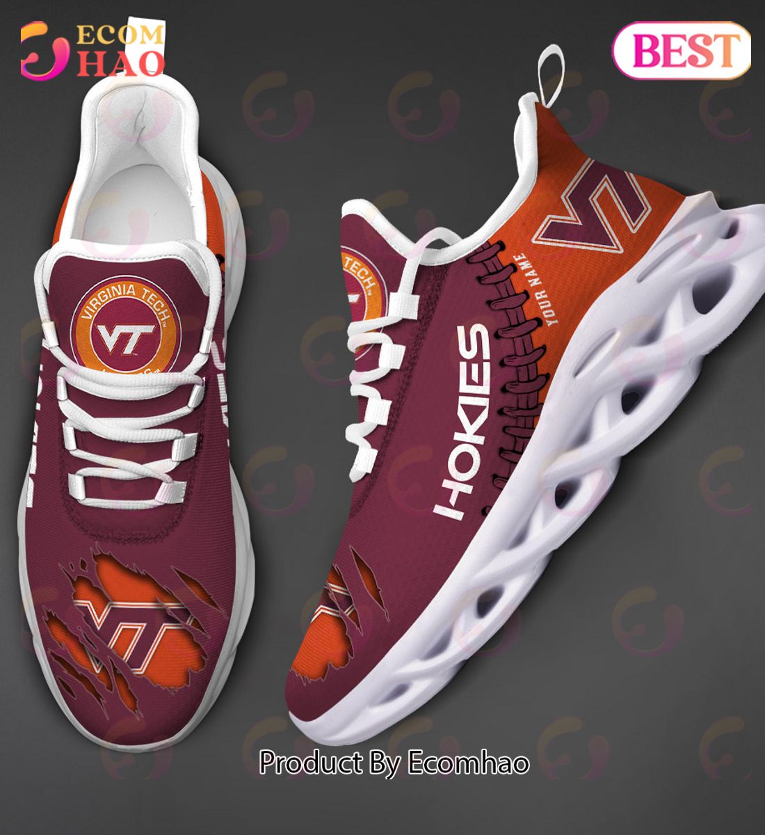 NCAA Virginia Tech Hokies Personalized Max Soul Shoes Custom Name