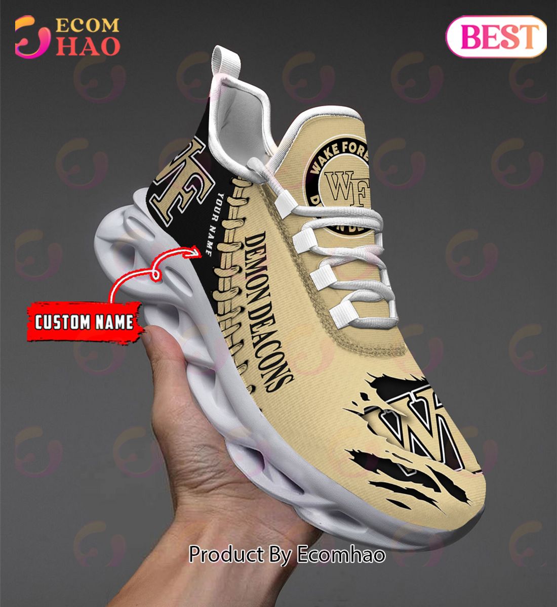 NCAA Wake Forest Demon Deacons Personalized Max Soul Shoes Custom Name