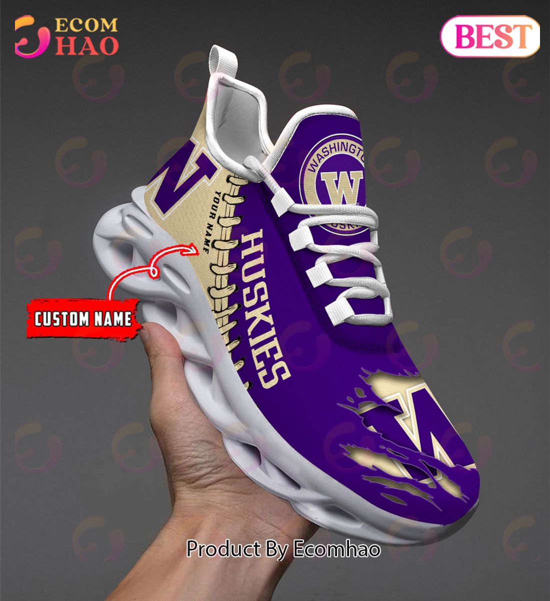 NCAA Washington Huskies Personalized Max Soul Shoes Custom Name