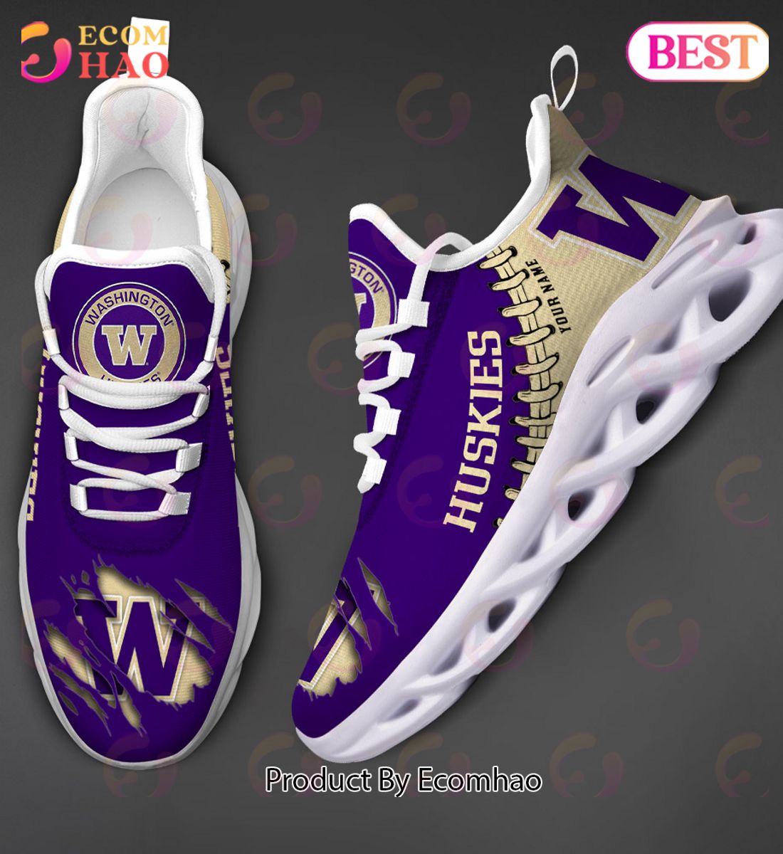 NCAA Washington Huskies Personalized Max Soul Shoes Custom Name