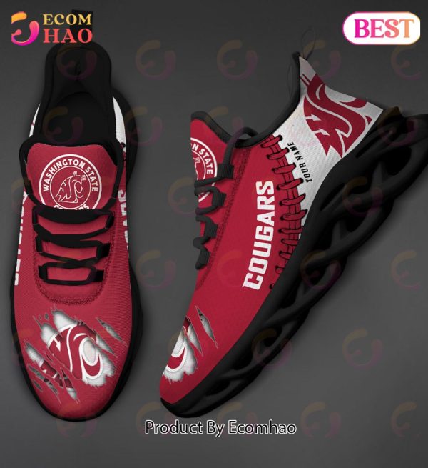 NCAA Washington State Cougars Personalized Max Soul Shoes Custom Name