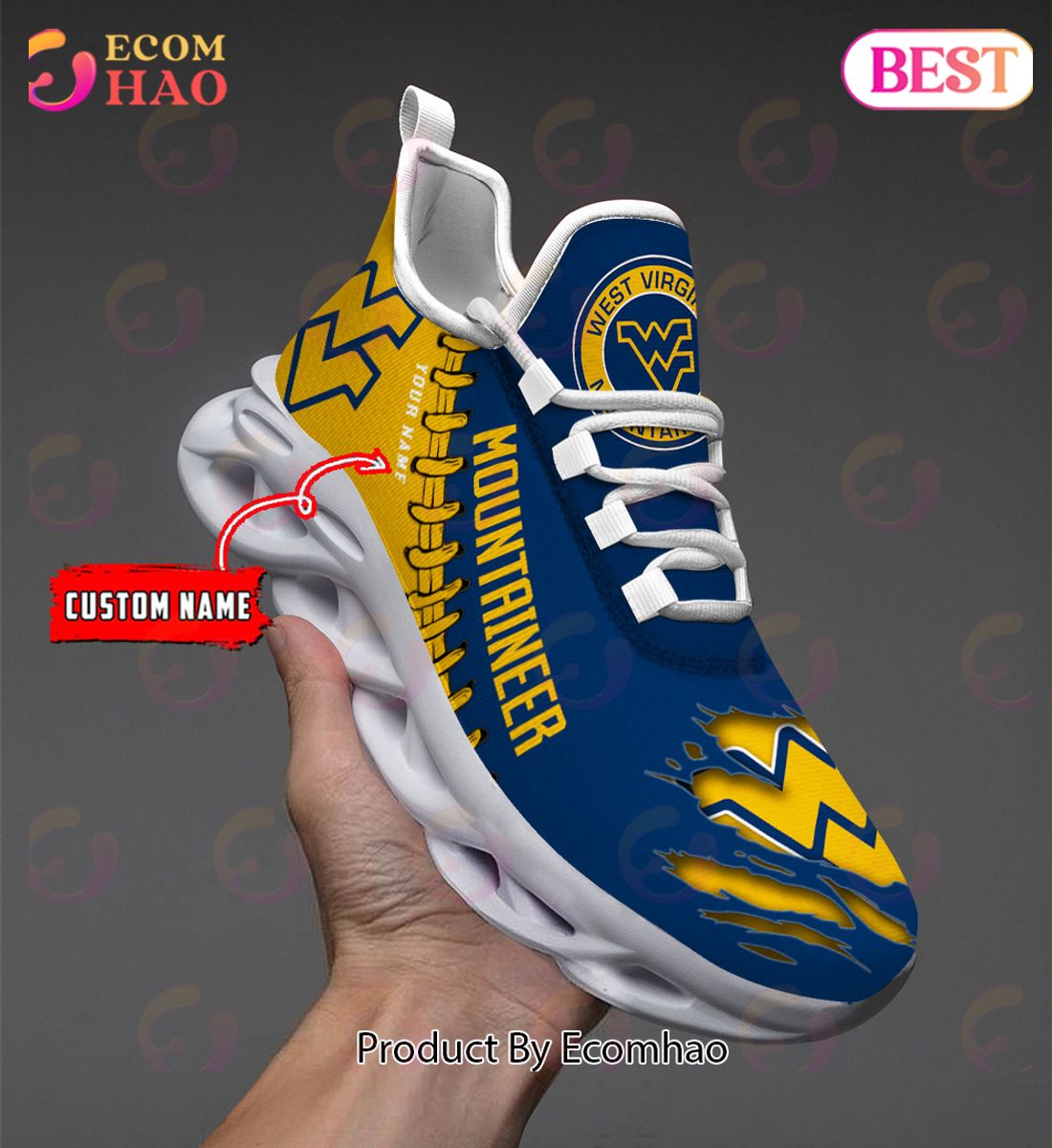 NCAA West Virginia Mountaineers Personalized Max Soul Shoes Custom Name