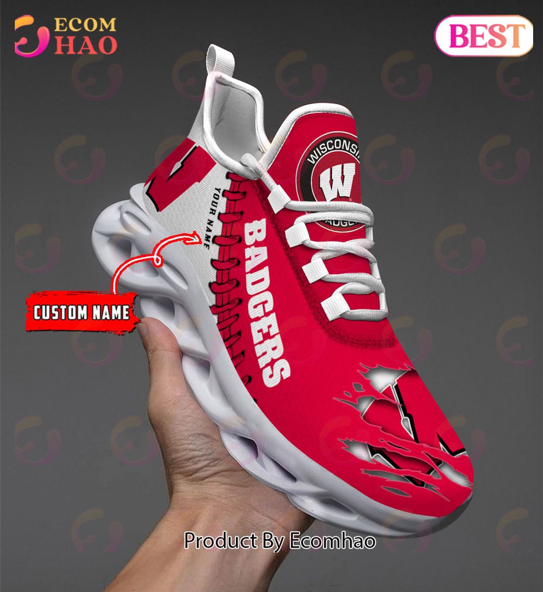 NCAA Wisconsin Badgers Personalized Max Soul Shoes Custom Name