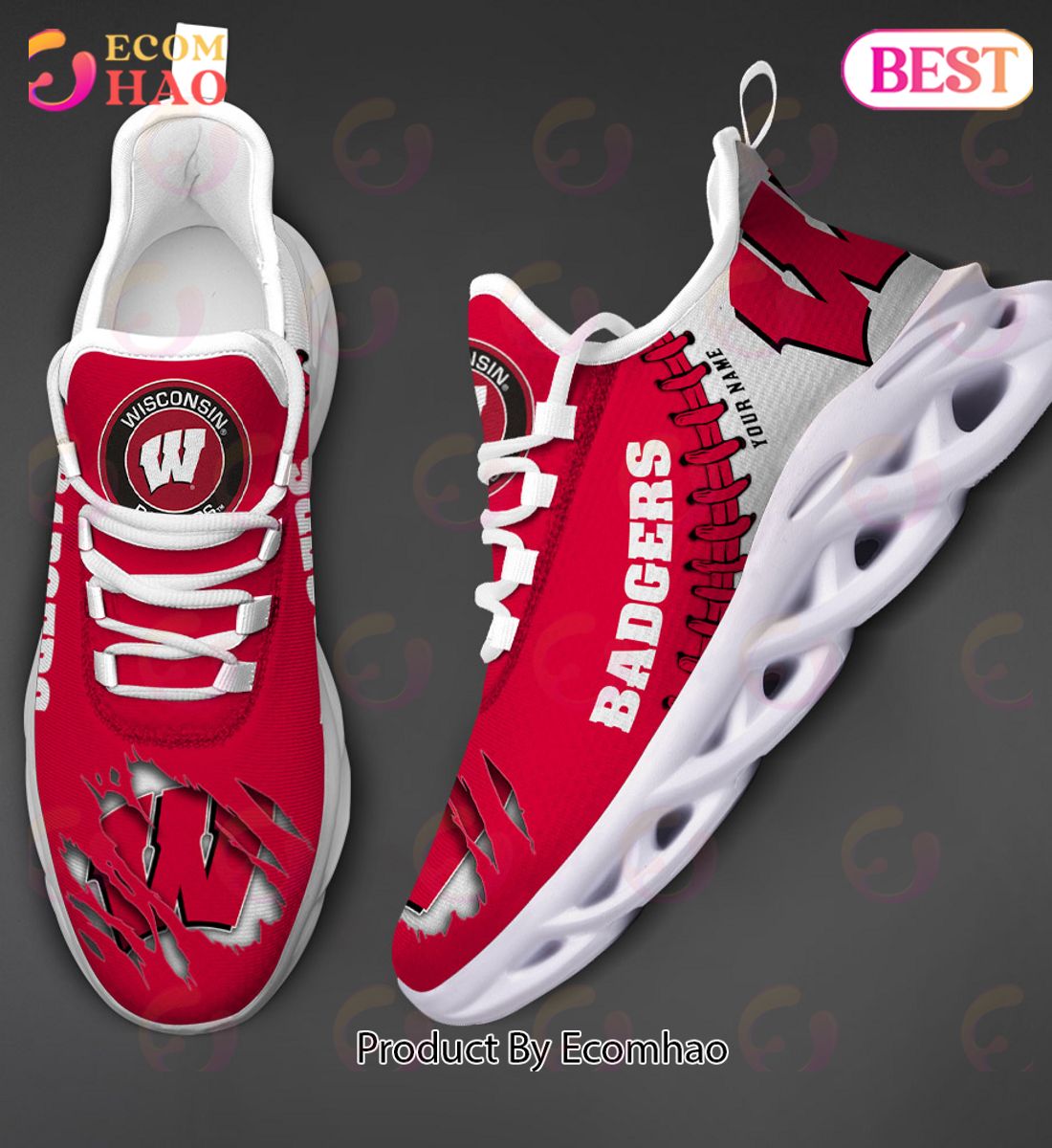 NCAA Wisconsin Badgers Personalized Max Soul Shoes Custom Name