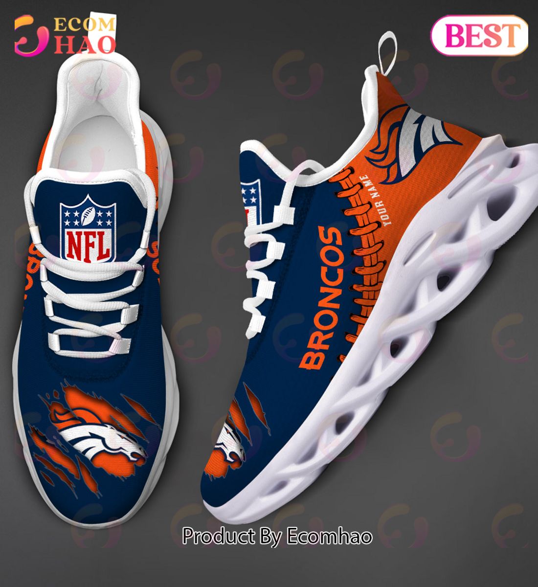 NFL Denver Broncos Personalized Max Soul Shoes Custom Name