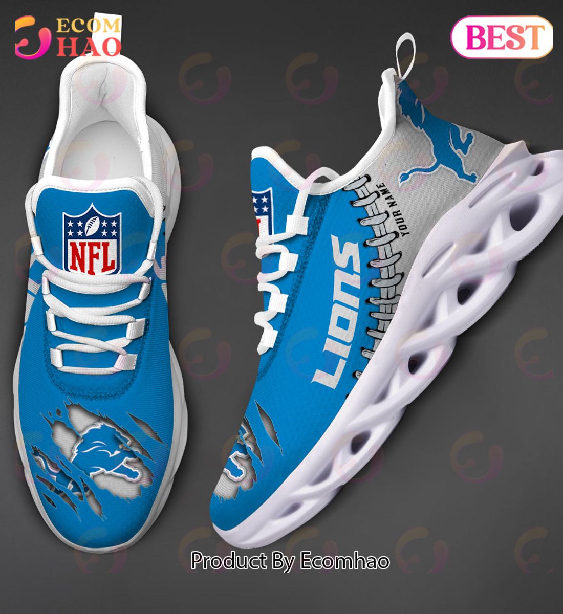 NFL Detroit Lions Personalized Max Soul Shoes Custom Name