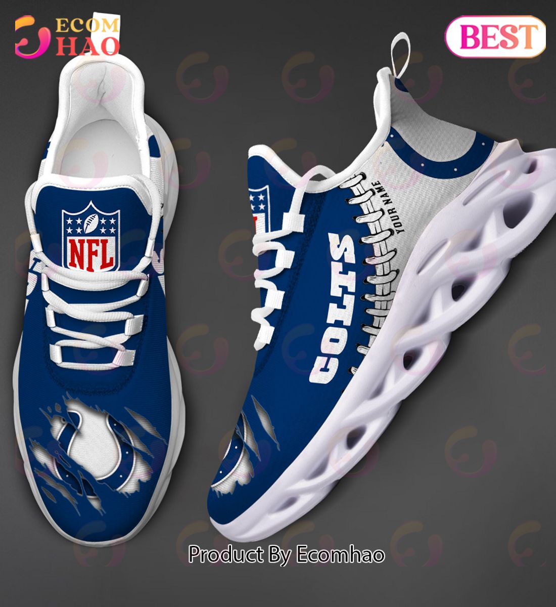 NFL Indianapolis Colts Personalized Max Soul Shoes Custom Name