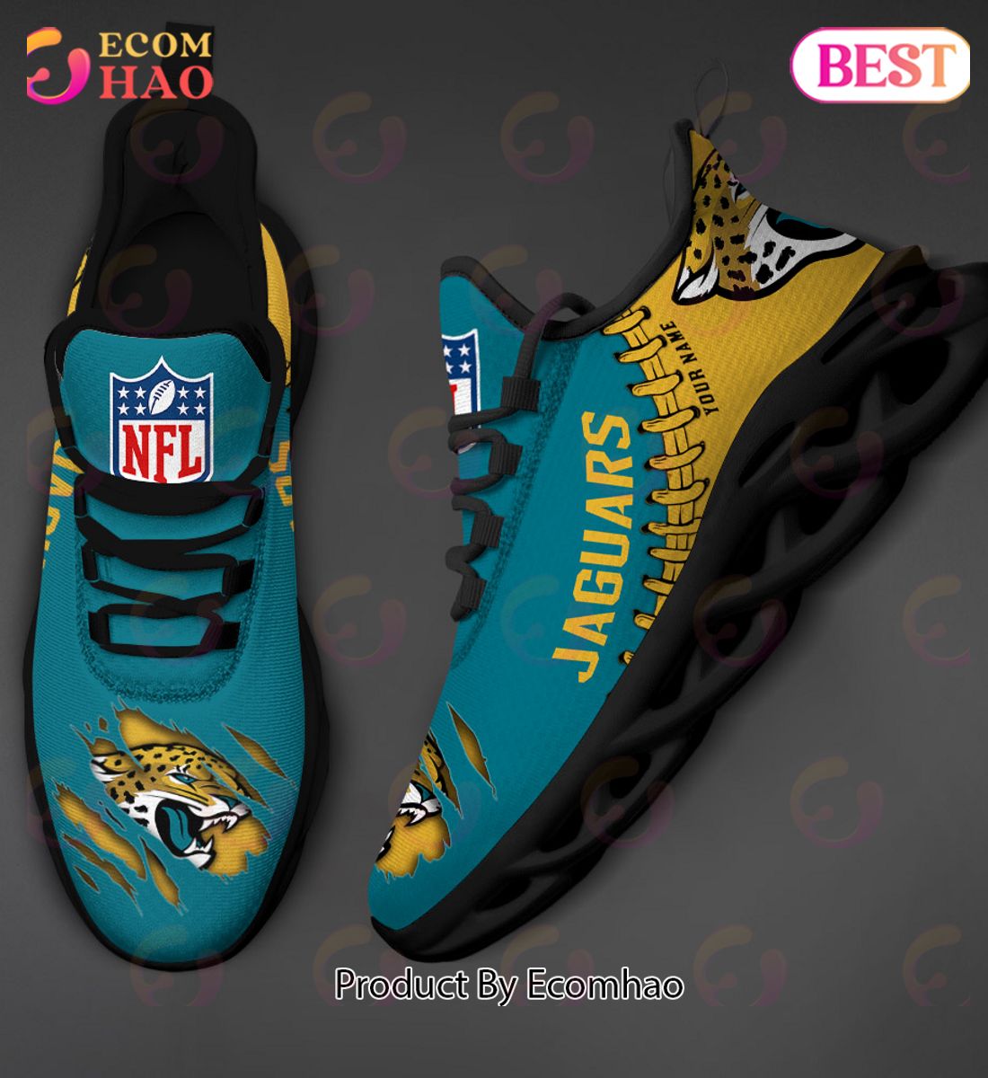 Jacksonville Jaguars NFL Clunky Sneakers Custom Name Sport Max Soul Shoes  For Fan