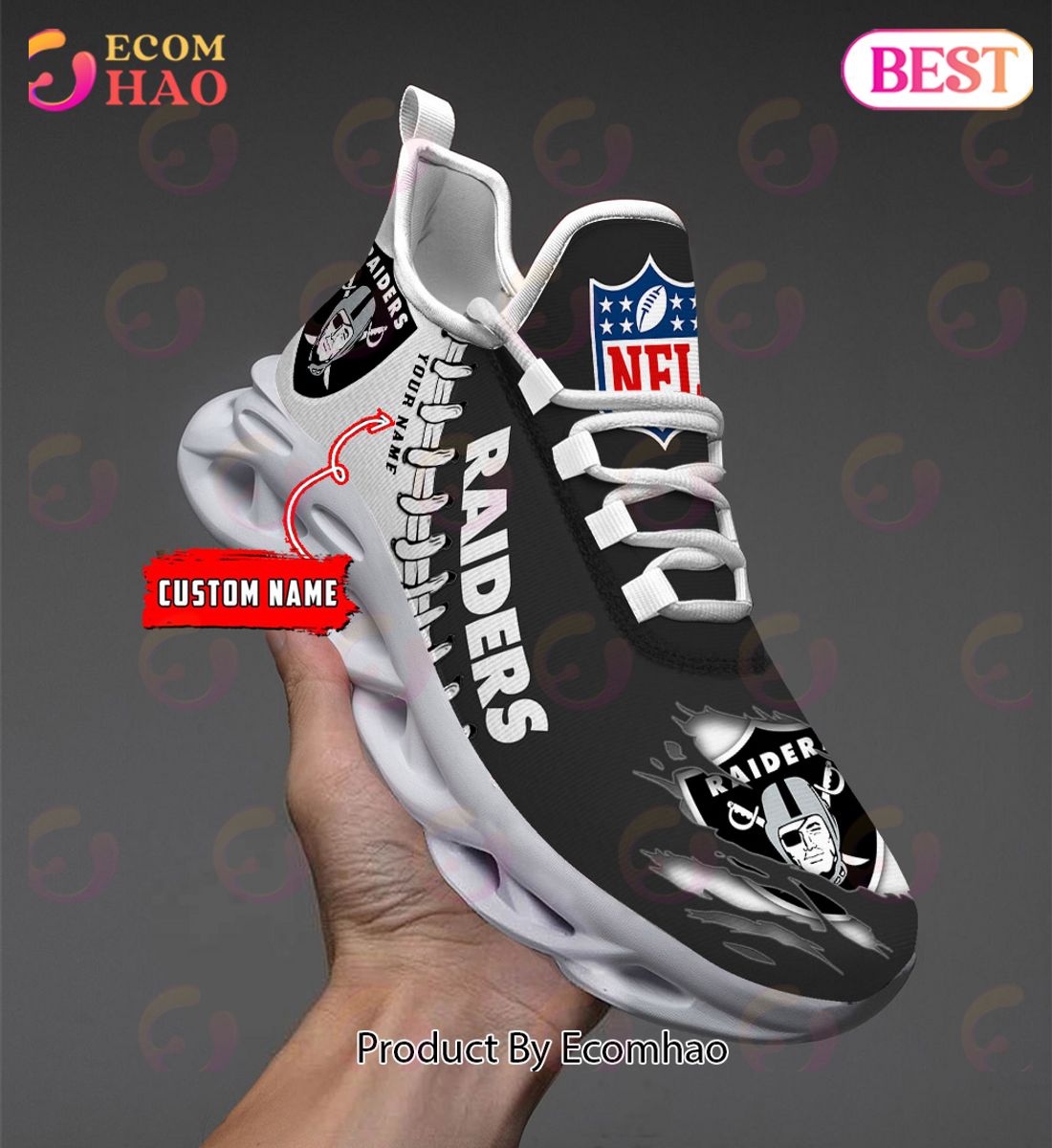 NFL Las Vegas Raiders Personalized Max Soul Shoes Custom Name