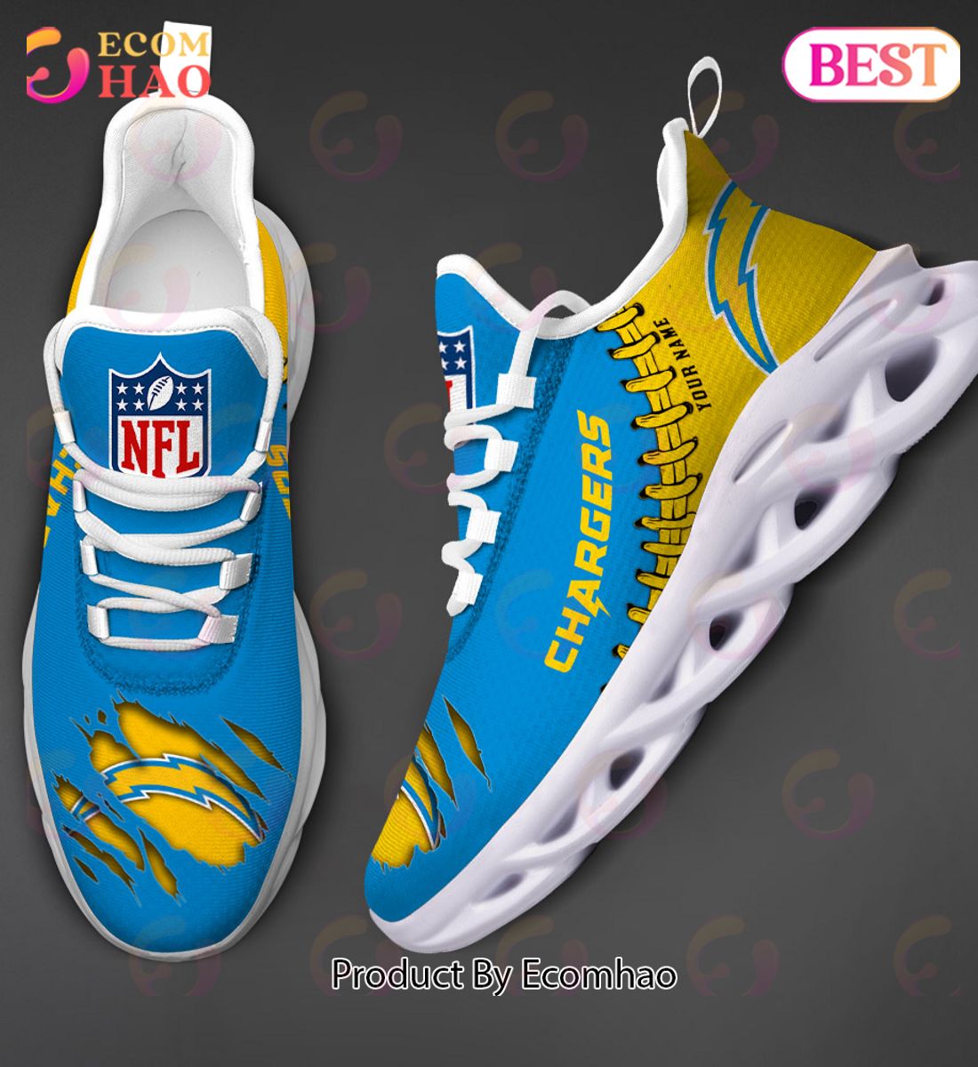 NFL Los Angeles Chargers Personalized Max Soul Shoes Custom Name