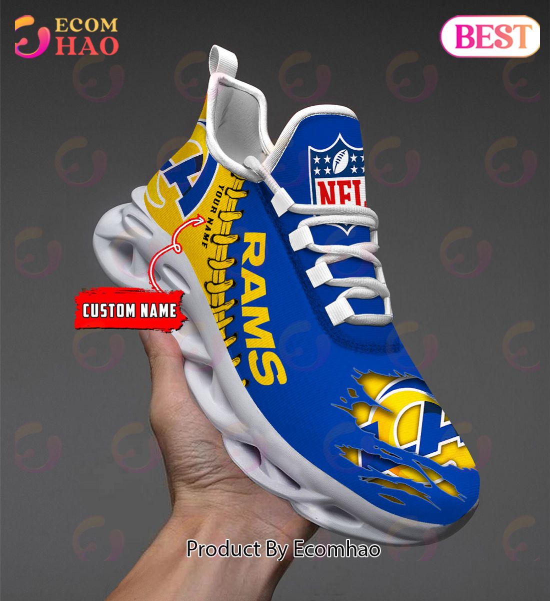 NFL Los Angeles Rams Personalized Max Soul Shoes Custom Name