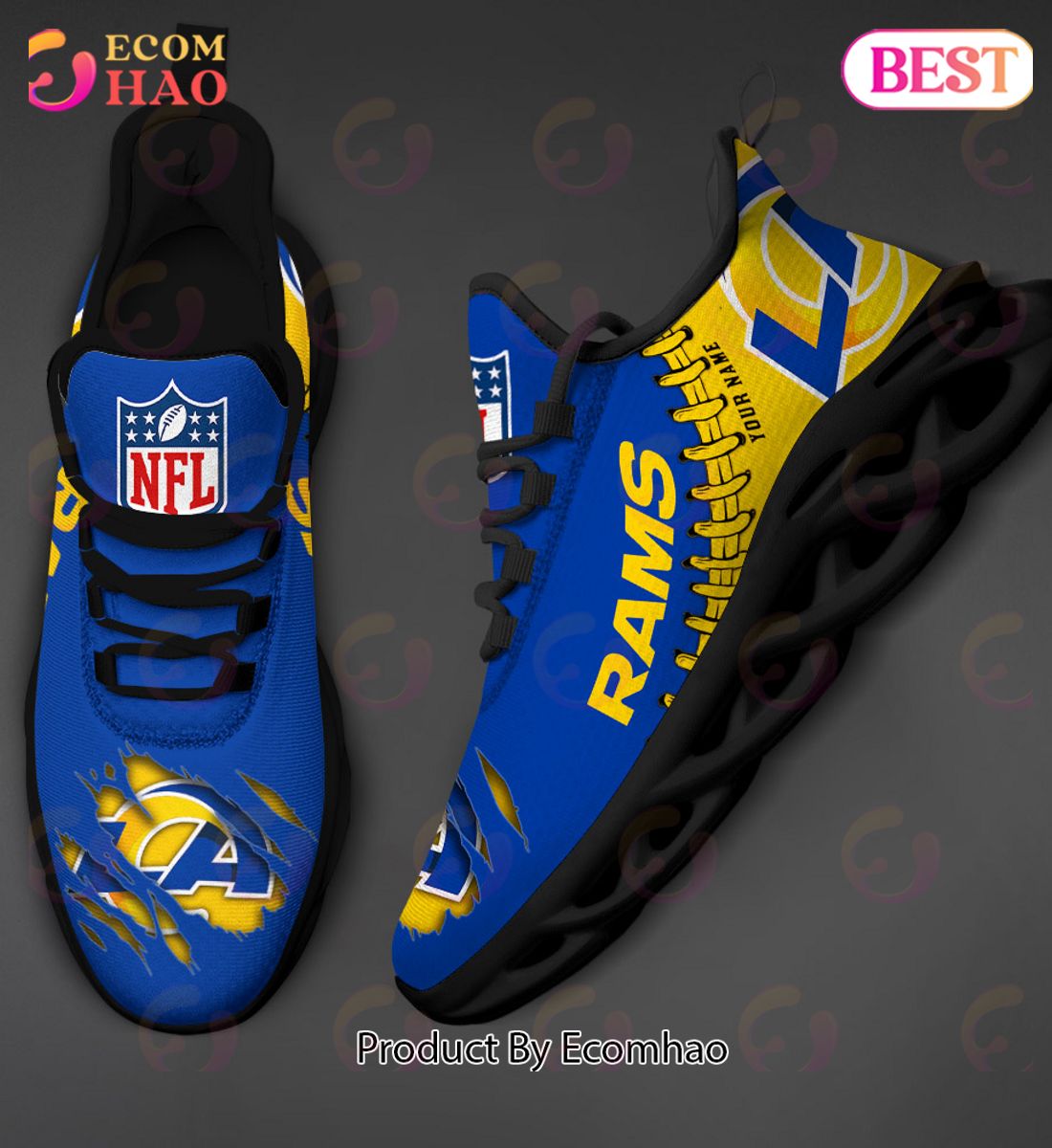 NFL Los Angeles Rams Personalized Max Soul Shoes Custom Name