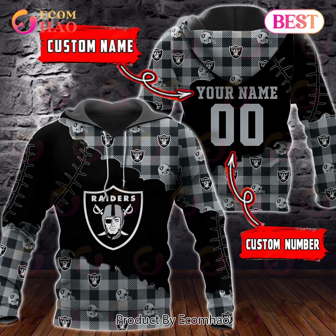 Personalized NFL Las Vegas Raiders 3D Flannel Hoodie