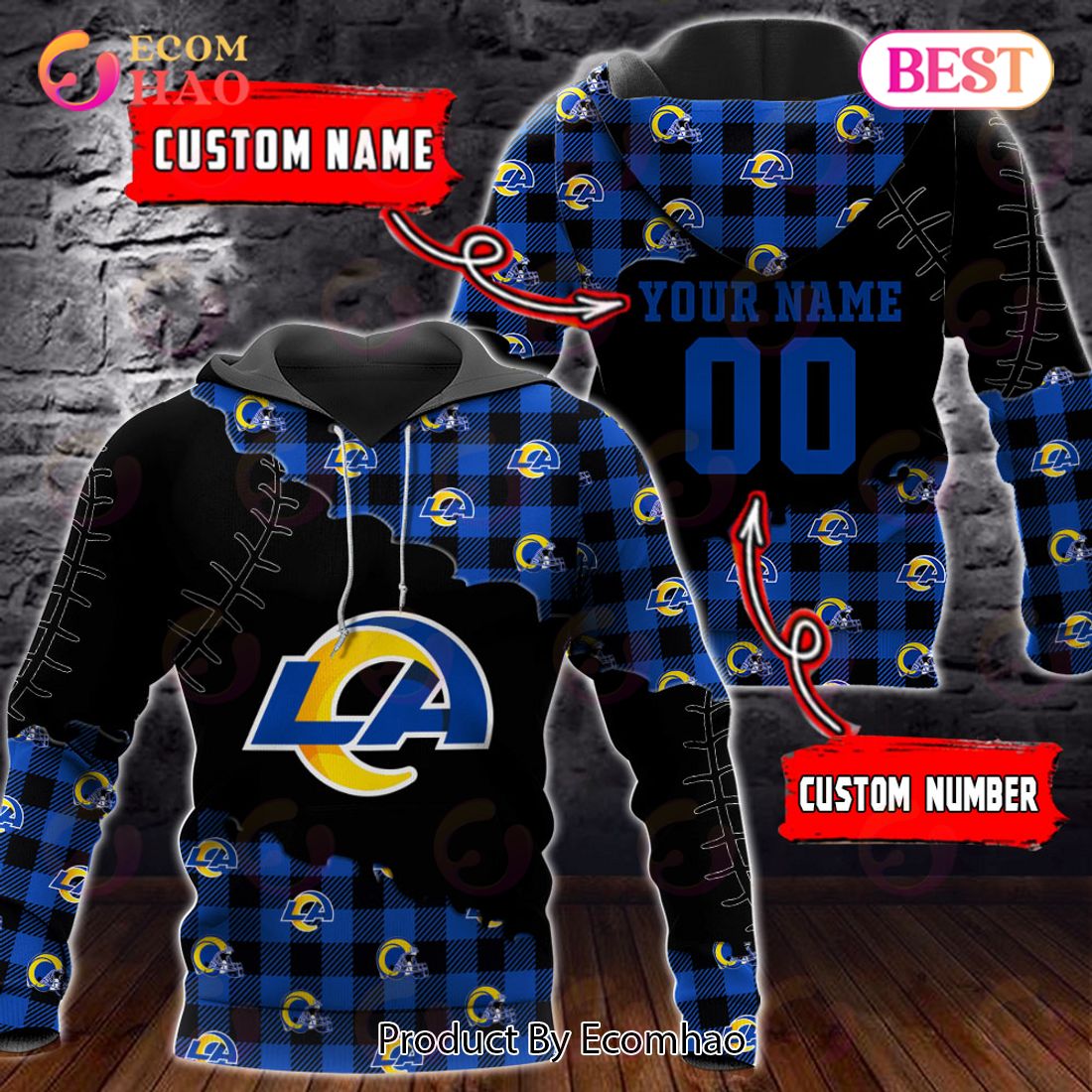 Personalized NFL Los Angeles Rams 3D Flannel Hoodie