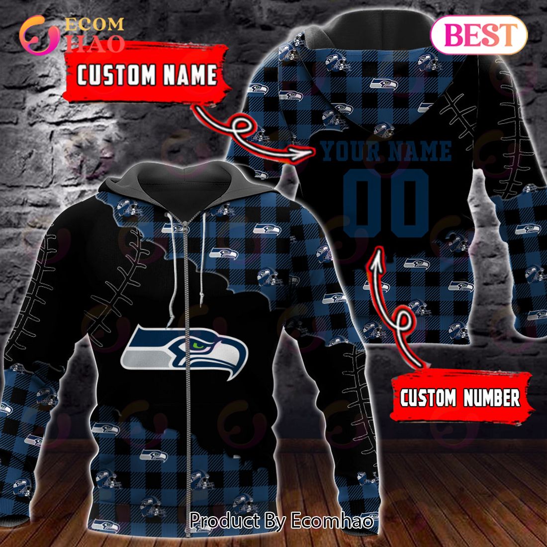 Personalized NFL Seattle seahawks 3D Flannel Hoodie