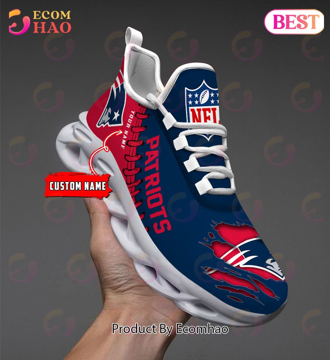 NFL New England Patriots Personalized Max Soul Shoes Custom Name