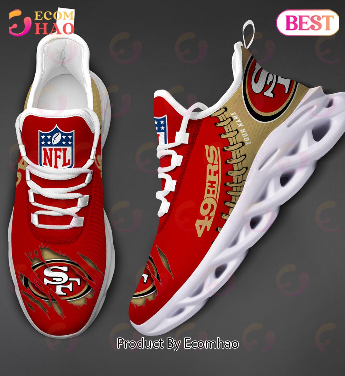 NFL San Francisco 49ers Personalized Max Soul Shoes Custom Name