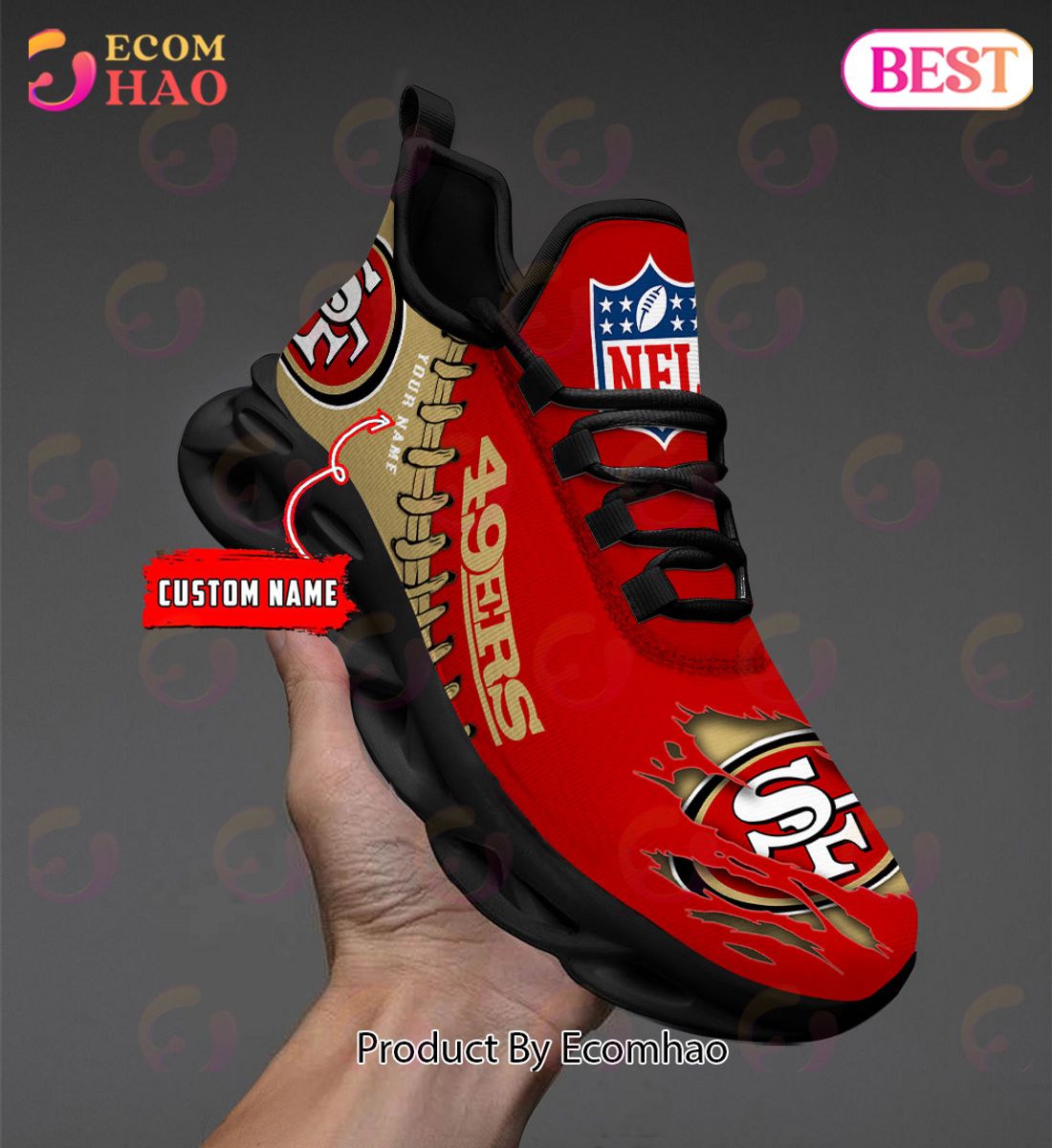 NFL San Francisco 49ers Personalized Max Soul Shoes Custom Name