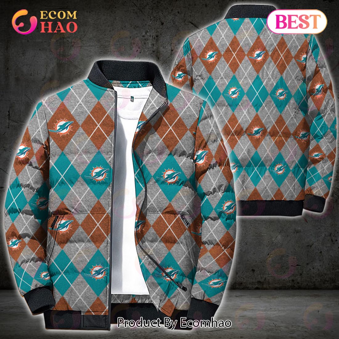 NFL Miami Dolphins Puffer Jacket 3D
