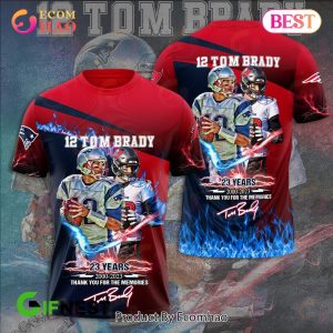 12 Tom Brady 23 Years 2000 – 2023 Thank You For The Memories 3D Hoodie