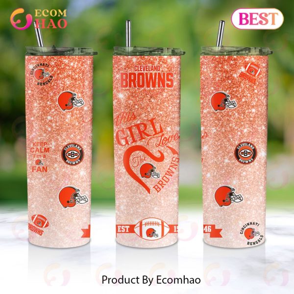 NFL Cleveland Browns This Girl Love Football Skinny Tumbler