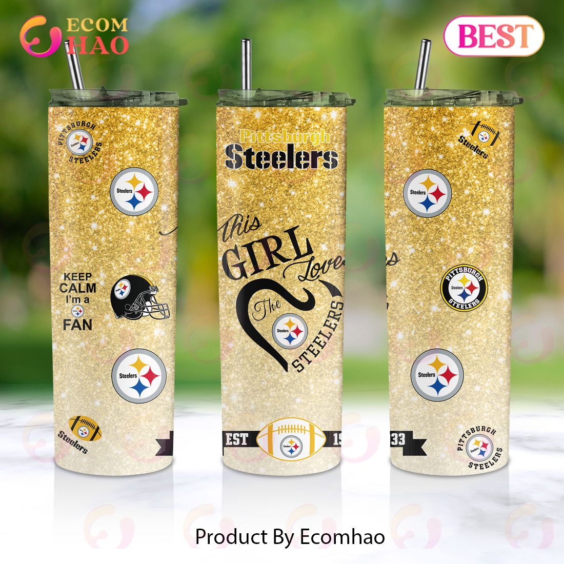 NFL Pittsburgh Steelers This Girl Love Football Skinny Tumbler